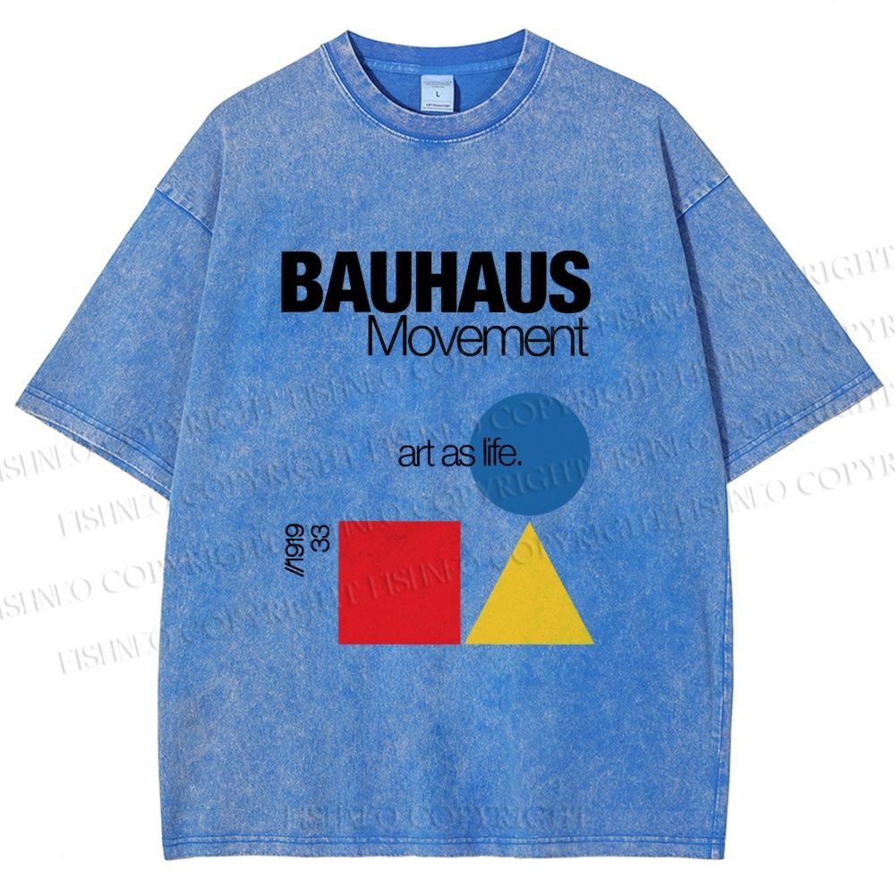Unisex Bauhaus Movement Art As Life Printed Washed Tee