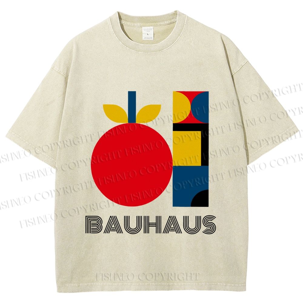 Unisex Bauhaus Apple Graphic Printed Washed Tee