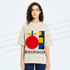 Unisex Bauhaus Apple Graphic Printed Washed Tee