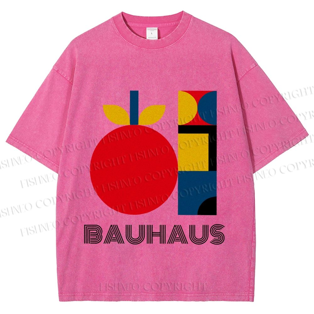 Unisex Bauhaus Apple Graphic Printed Washed Tee