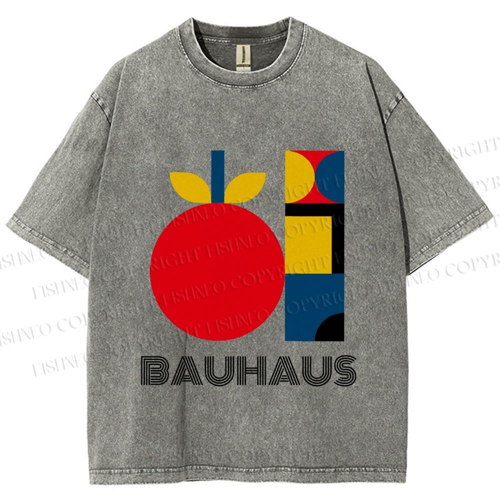 Unisex Bauhaus Apple Graphic Printed Washed Tee