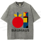 Unisex Bauhaus Apple Graphic Printed Washed Tee