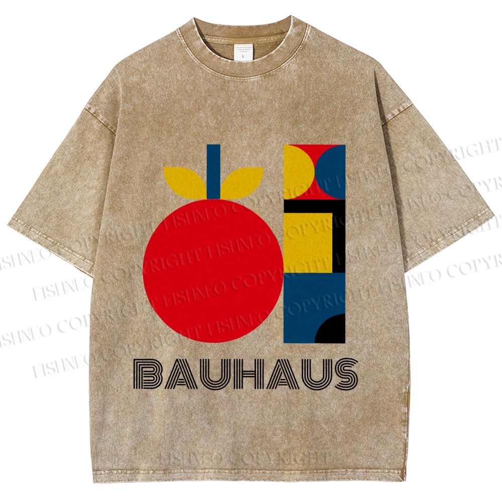 Unisex Bauhaus Apple Graphic Printed Washed Tee
