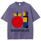 Unisex Bauhaus Apple Graphic Printed Washed Tee