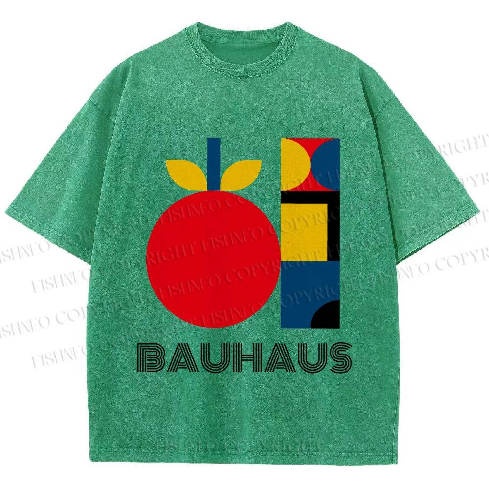 Unisex Bauhaus Apple Graphic Printed Washed Tee