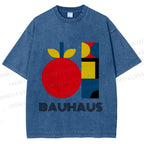 Unisex Bauhaus Apple Graphic Printed Washed Tee
