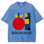 Unisex Bauhaus Apple Graphic Printed Washed Tee