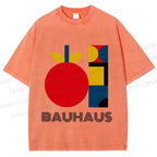Unisex Bauhaus Apple Graphic Printed Washed Tee
