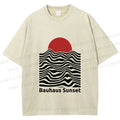 Unisex Bauhaus Sunset Printed Washed Tee