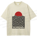 Unisex Bauhaus Sunset Printed Washed Tee