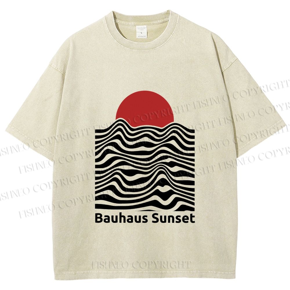 Unisex Bauhaus Sunset Printed Washed Tee