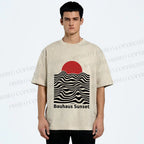 Unisex Bauhaus Sunset Printed Washed Tee