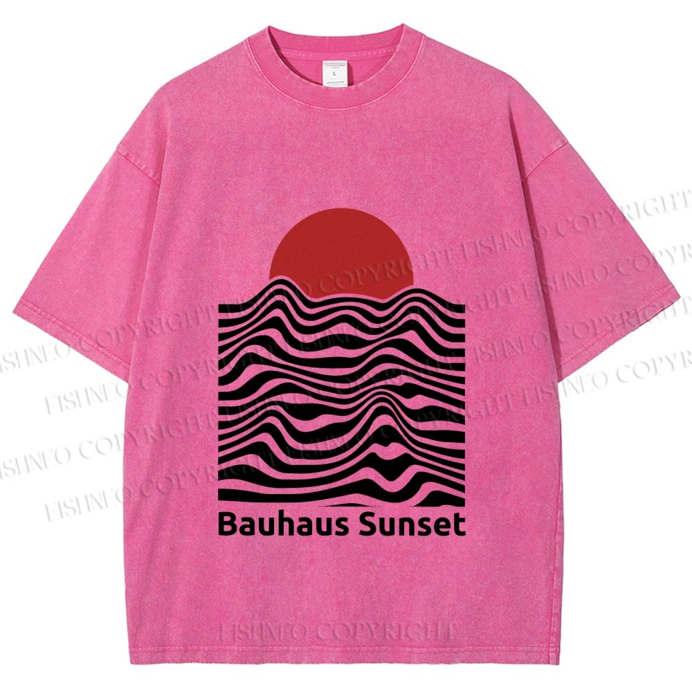 Unisex Bauhaus Sunset Printed Washed Tee