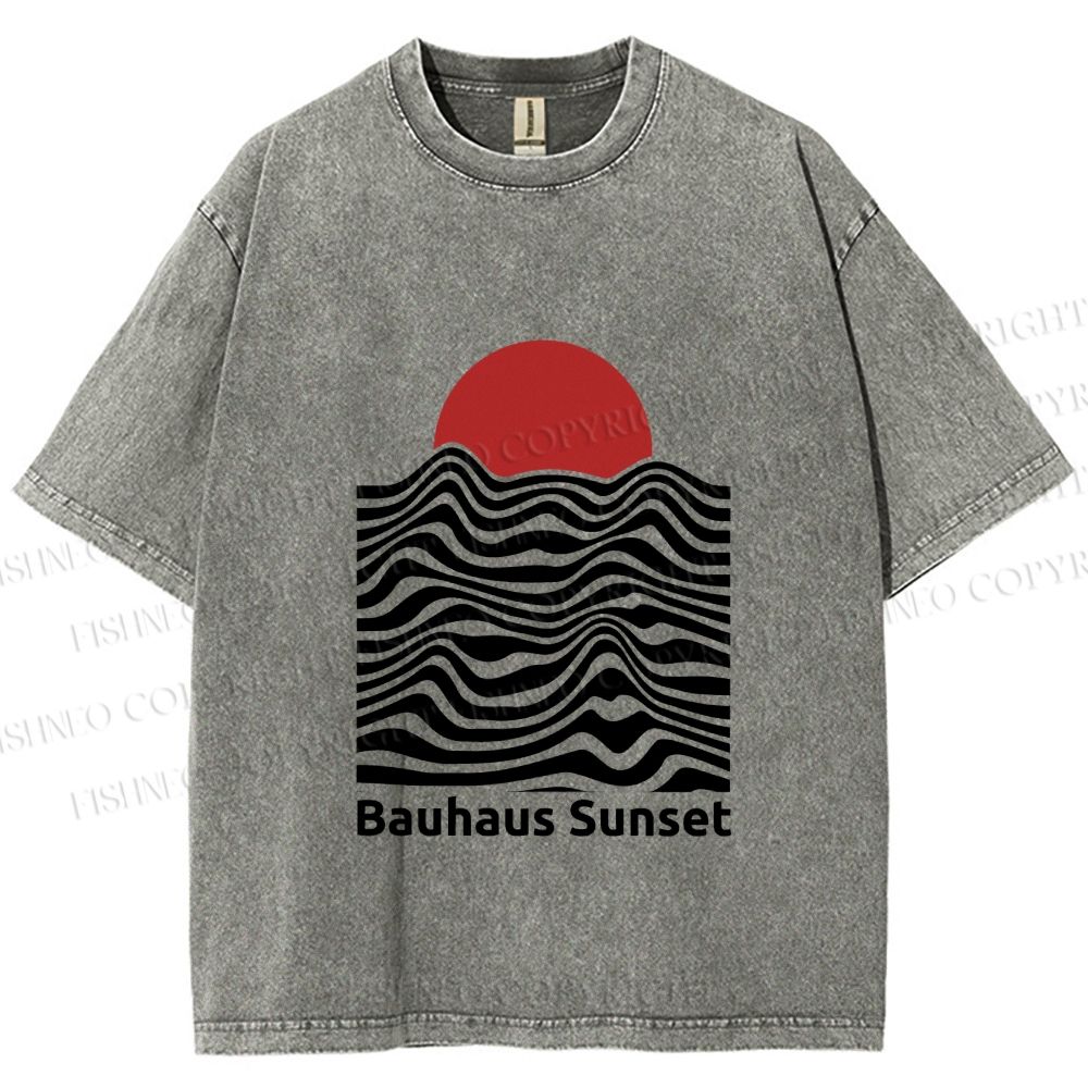 Unisex Bauhaus Sunset Printed Washed Tee