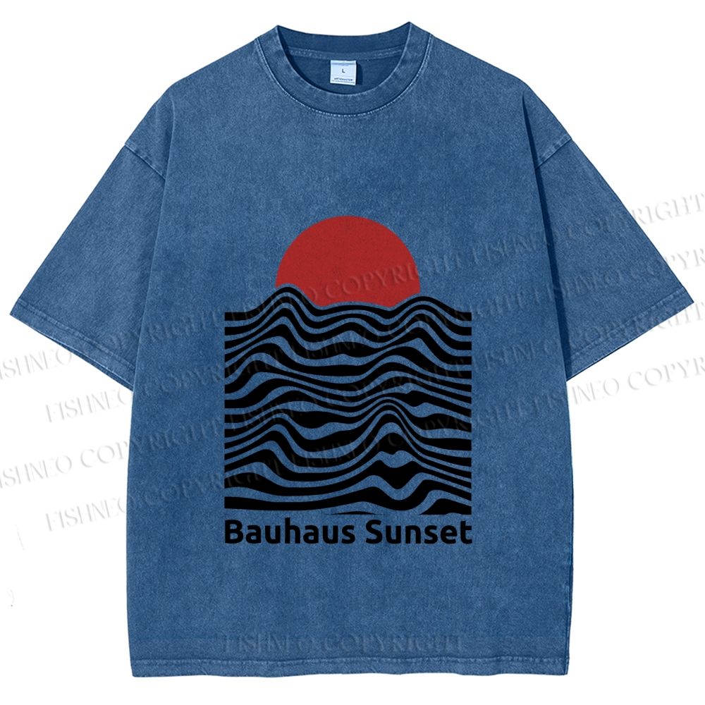 Unisex Bauhaus Sunset Printed Washed Tee