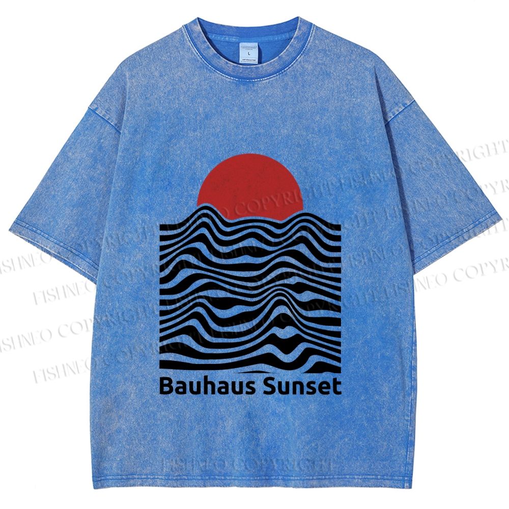 Unisex Bauhaus Sunset Printed Washed Tee