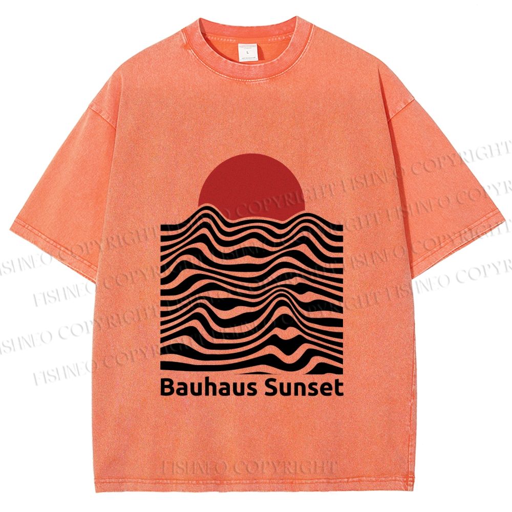 Unisex Bauhaus Sunset Printed Washed Tee