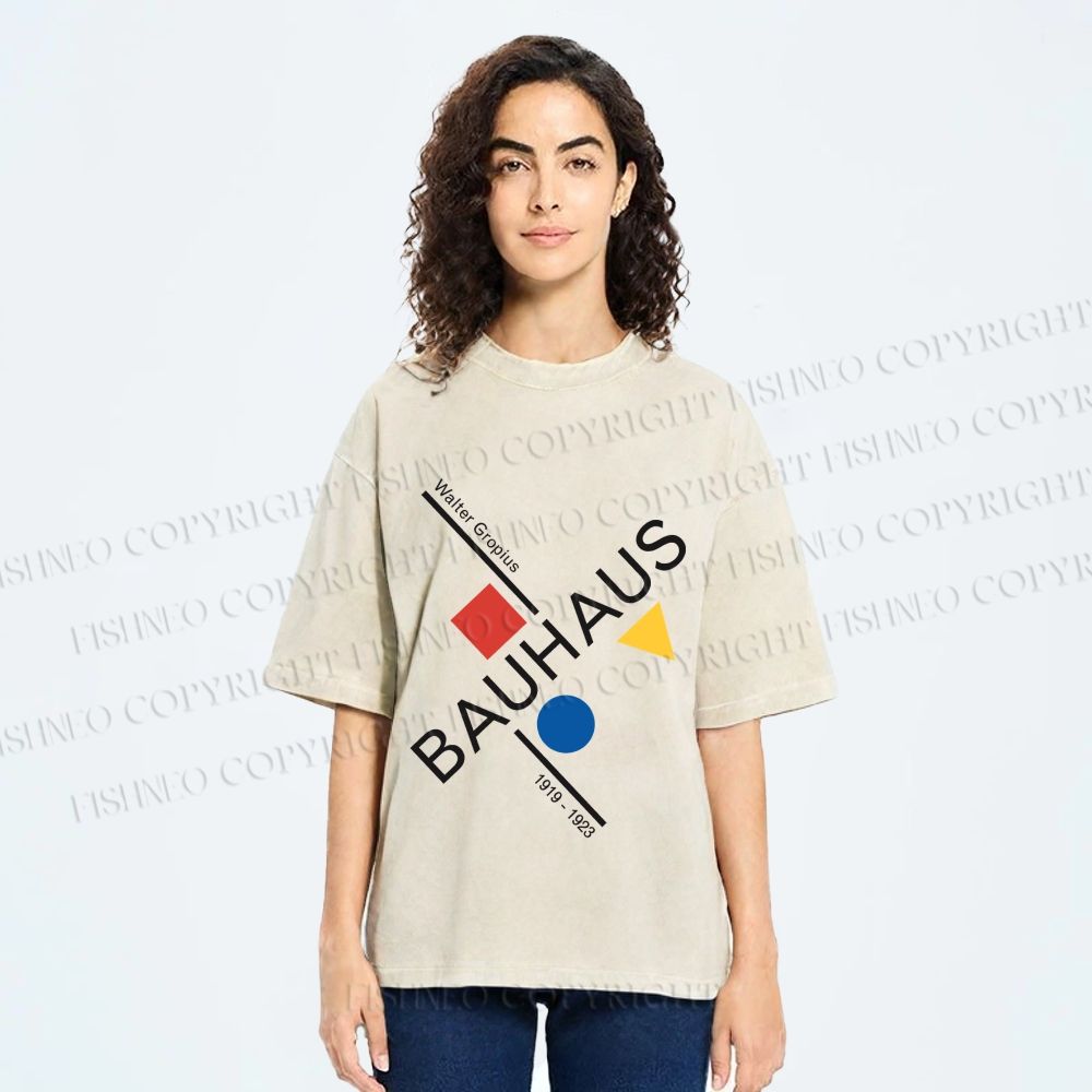 Unisex Walter Gropius Bauhaus Artwork Printed Washed Tee