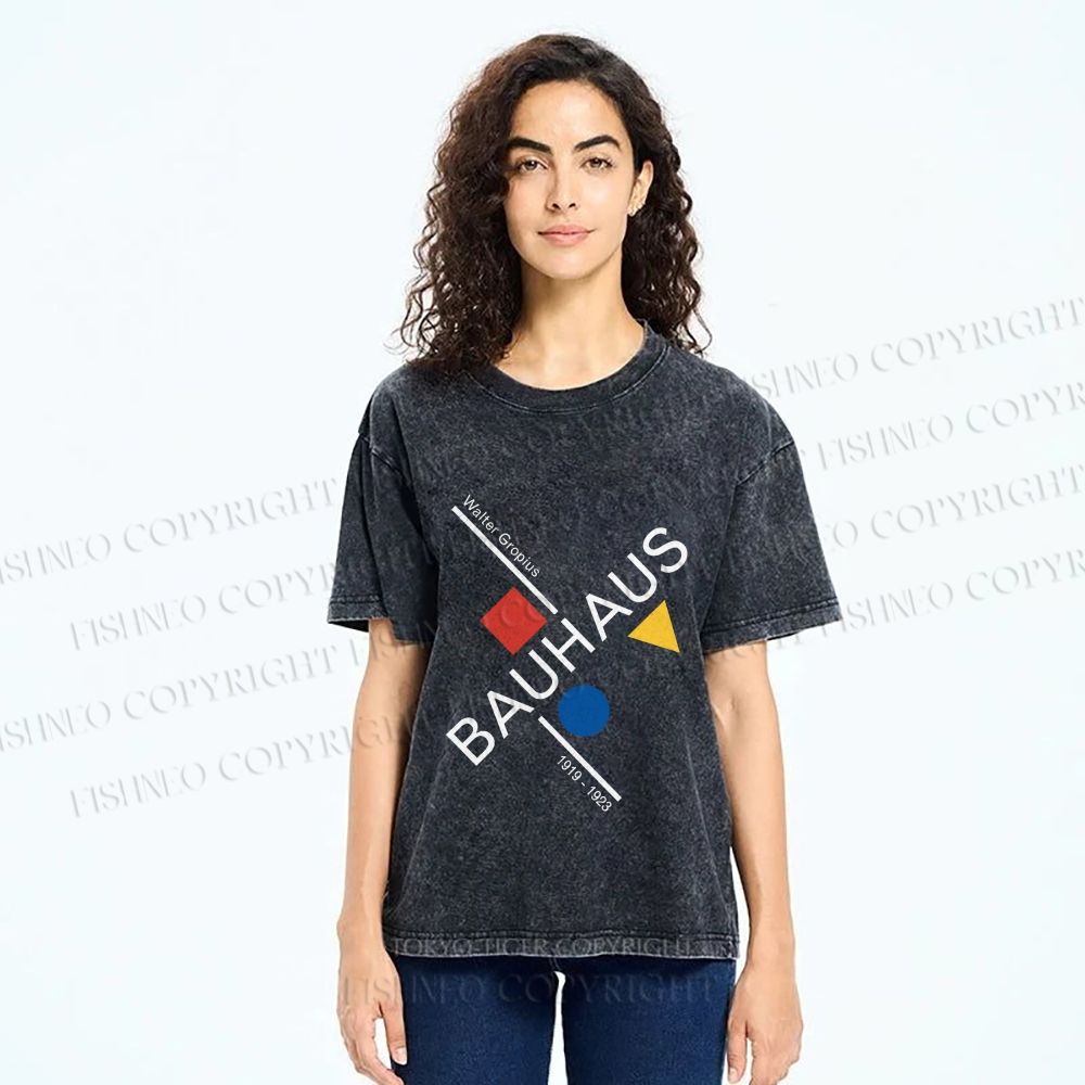 Unisex Walter Gropius Bauhaus Artwork Printed Washed Tee
