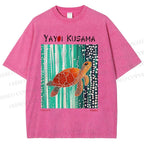Unisex Yayoi Kusama Inspired Turtle Printed Washed Tee