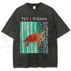 Unisex Yayoi Kusama Inspired Turtle Printed Washed Tee