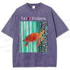 Unisex Yayoi Kusama Inspired Turtle Printed Washed Tee