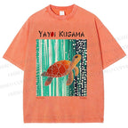 Unisex Yayoi Kusama Inspired Turtle Printed Washed Tee