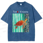 Unisex Yayoi Kusama Inspired Turtle Printed Washed Tee