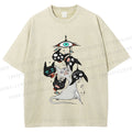 Unisex Mystic Cat Printed Washed Tee