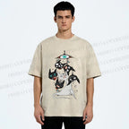Unisex Mystic Cat Printed Washed Tee