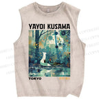 Unisex Yayoi Kusama Forest Printed Washed Tank Top