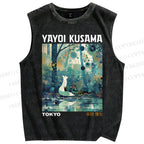 Unisex Yayoi Kusama Forest Printed Washed Tank Top