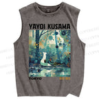 Unisex Yayoi Kusama Forest Printed Washed Tank Top