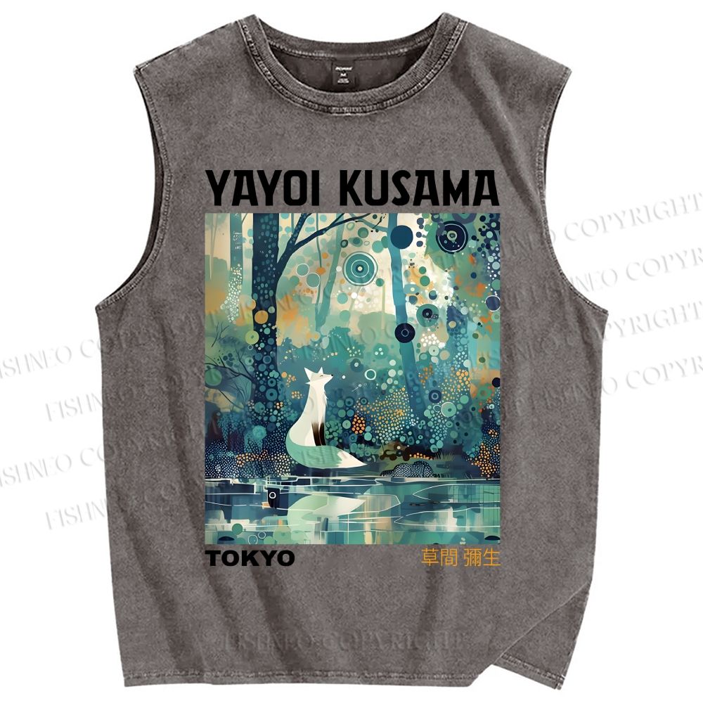 Unisex Yayoi Kusama Forest Printed Washed Tank Top