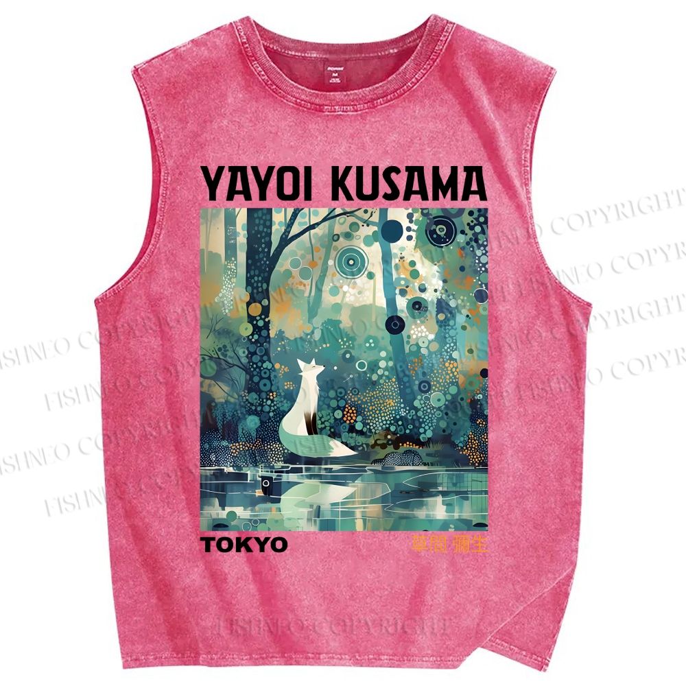 Unisex Yayoi Kusama Forest Printed Washed Tank Top