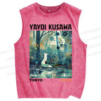 Unisex Yayoi Kusama Forest Printed Washed Tank Top