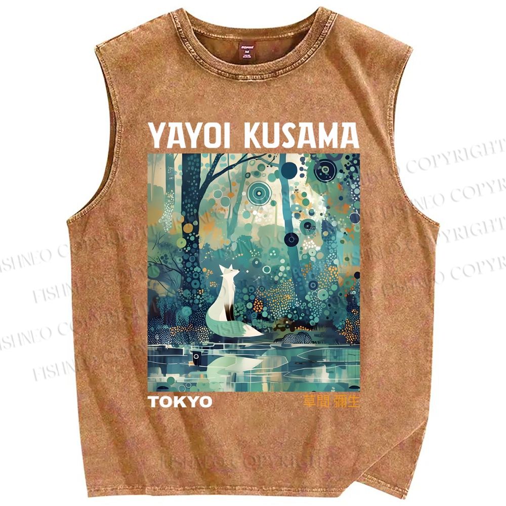 Unisex Yayoi Kusama Forest Printed Washed Tank Top