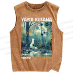 Unisex Yayoi Kusama Forest Printed Washed Tank Top