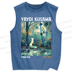 Unisex Yayoi Kusama Forest Printed Washed Tank Top