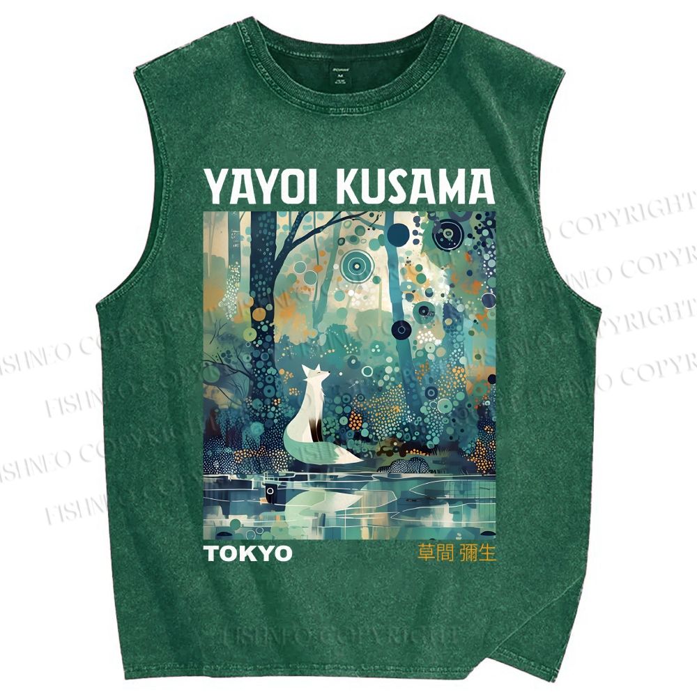 Unisex Yayoi Kusama Forest Printed Washed Tank Top