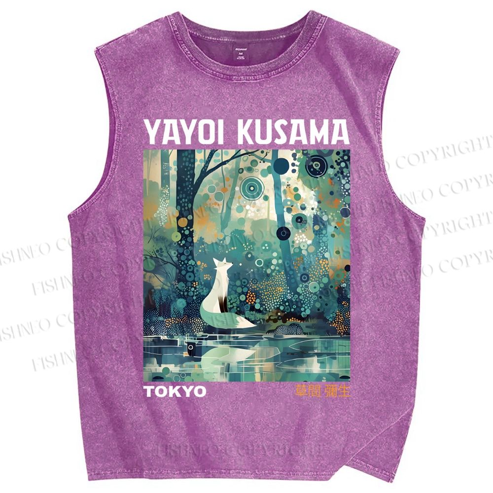 Unisex Yayoi Kusama Forest Printed Washed Tank Top
