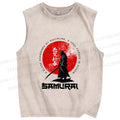 Unisex Samurai Printed Washed Tank Top