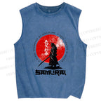 Unisex Samurai Printed Washed Tank Top
