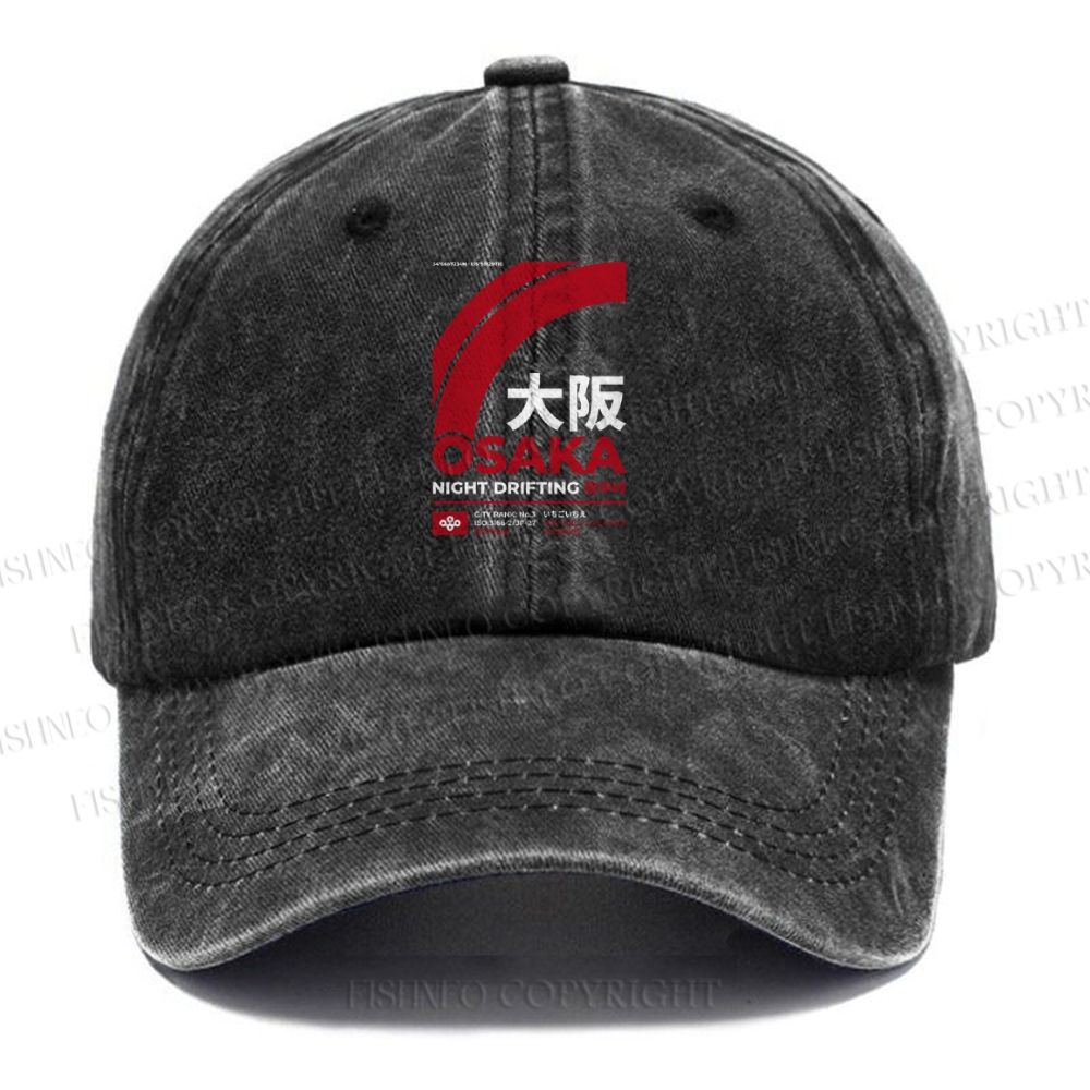 Unisex Osaka Printed Vintage Casual Washed Cap