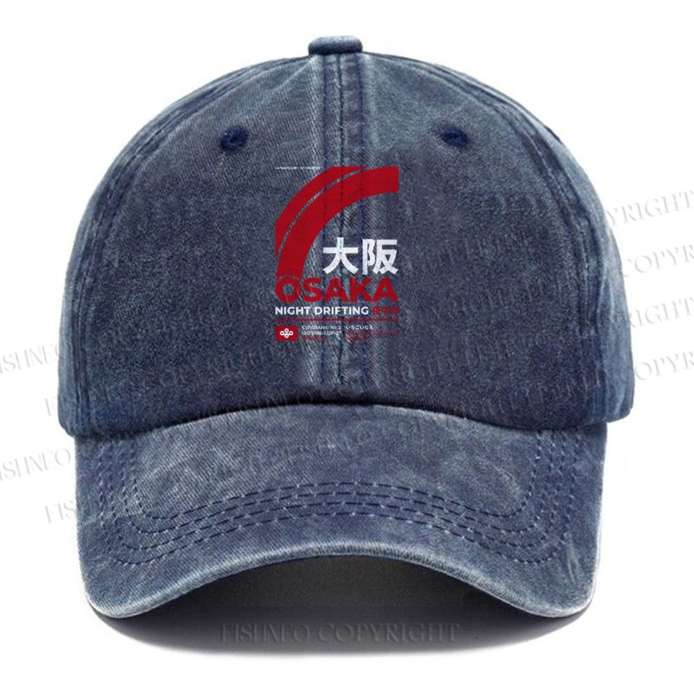 Unisex Osaka Printed Vintage Casual Washed Cap