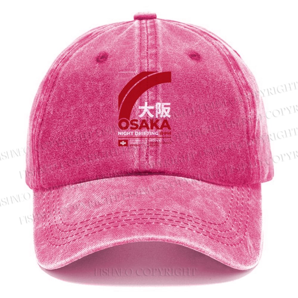 Unisex Osaka Printed Vintage Casual Washed Cap