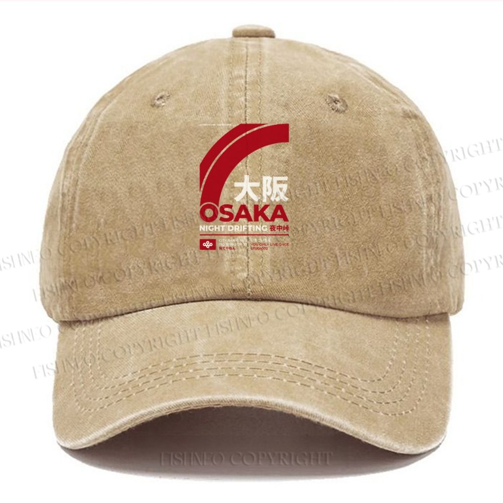 Unisex Osaka Printed Vintage Casual Washed Cap