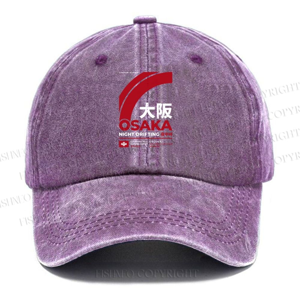 Unisex Osaka Printed Vintage Casual Washed Cap