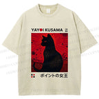 Unisex Yayoi Kusama Cat Printed Washed Tee