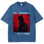 Unisex Yayoi Kusama Cat Printed Washed Tee